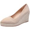 HIKKWXVN Espadrillas da Donna Sandali con Zeppa Décolleté con Zeppa con Punta Chiusa, Sandali con Tacco e Plateau per Scarpe Eleganti da Festa di Nozze