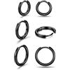 ChainsPro Set Orecchini Donna Uomo Acciaio Inossidabile Piercing Orecchio | 3 Paio di Orecchini Cerchio Piccoli da 8/10/12mm, Orecchino Uomo Donna Antiallergico & Impermeabile, Colore Argento/Nero/Oro
