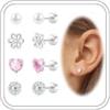 DAI JY Set di orecchini per bambini, ipoallergenici, orecchini in oro e argento, in acciaio chirurgico medico, da donna, piccoli orecchini a forma di cuore, perla, orecchini a vite