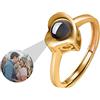 ZqlDDayUP Anello personalizzato con immagine Anello personalizzato con foto Anello della promessa a forma di cuore Anello di fidanzamento a forma di rosa in argento Sterling 925 Regalo romantico