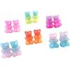 Poystng 6 paia adorabile colore caramella cartone animato orsetto resina orsetto gommoso orecchini piccoli animaletti ciondoli orecchini a bottone gioielli set per piercing multipli