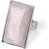 LODMLOER Anello in quarzo rosa naturale - Anello con pietra opale rettangolare con impostazione regolabile, anello aperto di tendenza della personalità, regalo di gioielli Regalo di compleanno per mamma Don