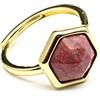 LODMLOER Anello In Pietra Naturale - Anello In Pietra Rossa Con Stella Esagonale Geometrica Esagerata,Anelli Con Dichiarazione Regolabile In Pietra Di Sabbia Dorata Anelli Al Quarzo Per Gioielli Da Donna