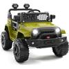 RBFGYIOP Macchina Elettrica per Bambini Fuoristrada 12V, Auto Elettrica per Bambini 3-8 Anni con Telecomando Genitori, 3 Velocità, Sospensioni a Molla, Luci LED, Bluetooth, Cintura di Sicurezza, Verde