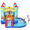 AKEYDIY Castello gonfiabile per interni & esterni, divertente castello gonfiabile con soffiatore, scivolo gonfiabile per feste e area per saltare (Blu Con Piscina Di Palline)
