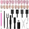 CYUXING Set di 14 Magneti Cat Eye - Strumenti per Nail Art con Bacchette Magnetiche, Design a Cuore/French/Black Hole, Magneti Quadrati e a Forma di S per Smalti Magnetici - Kit per Manicure da