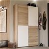 Forte OZZULA - Armadio 120, 2 ante sospese, ripiani e asta, in legno di quercia Sonoma, colore: bianco, larghezza 120,1 cm, altezza 190,5 cm, profondità 41,6 cm