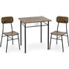 AND HOME Set Tavolo e Sedie da Esterno o Interno con 2 Sedie 70x70 cm (Rovere) | Struttura metallo silver, MDF rivestito PVC, salvaspazio per 2 persone, ideale per cucina e colazione