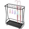 TouTToNG Portaombrelli con 21 fori e 24 ganci, supporto per ombrelli rettangolari in ferro con vasca di raccolta dell'acqua 55 x 24 x 60,5 cm