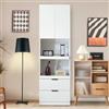 Easexcy Armadi da cucina alti 200 cm, colore bianco | porte, cassetti, mensole per microonde, antiribaltamento, credenze multifunzionali autoportanti per sala da pranzo, soggiorno