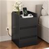 YITAHOME Comodino a 3 Cassetti con Alimentatore, Comodino con Stazione di Ricarica, 2 Porte e Prese USB, Tavolino Impermeabile per Soggiorno e Camera da Letto, 35 x 40 x 60 cm (Nero)