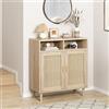 RBFGYIOP Credenza buffet moderna in rattan per cucina, soggiorno o ingresso - Ante e mensole aperte, ideale come mobile TV, coffee bar o armadio sala da pranzo, 36/63 pollici - Design compatto, Single