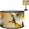Halorin Paralume retrò in bambù, diametro 30 cm: lampada da parete, con stampa floreale e uccelli, E27, lampada a sospensione per soggiorno, camera da letto, decorazione
