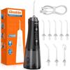 Glaskim Jet dentale idropulsore professionale, 4 modalità di pulizia, serbatoio 320 ml, grande capacità, 8 ugelli intercambiabili, ricarica rapida, IPX7 impermeabile, portatile per casa e viaggi 01