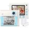 ERYUE Fotocamera a Stampa Istantanea per Bambini Videocamera Digitale 1080P con Doppio Obiettivo, per Bambini, con 3 Rotoli di Carta Stampa Termica, Scheda TF da 32 GB, Cornici Foto, Rosa (Blu)