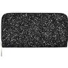 Hnnkloy Glitter argento lucido su sfondo nero, Portafogli in pelle PU, grande capacità, portafoglio con pochette per uomo e donna