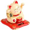 HERCHR Mini Maneki Neko, Gatto Portafortuna Solare Con Braccio Che Saluta, Statua decorativa del gatto della fortuna (Giallo)