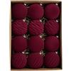 Morkite Set di 12 palline floccate, in velluto vintage rosso e oro, decorazione per albero di Natale floccata bordeaux, grandi palline decorative infrangibili da appendere per ghirlande natalizie