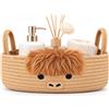 Wusejosapi Highland Cow Cesta, cesto di corda di cotone marrone con manici | Decorazione per Mucca di Hochland, Cestino di Corda di Cotone Intrecciata Carino con Manici per Bagno, Cameretta Bambini