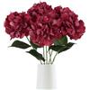 ICBOX 6 ortensie artificiali in seta da 71,1 cm, a stelo lungo, grandi ortensie rosse finte, per vasi alti, realistici, per matrimoni, baby shower, feste, decorazione da tavolo per la casa (rosso)