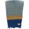 somma Plaid Cosmo in Lana e Alpaca 130X180 Blu con Frange Peso 270 gr/mq