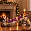 Generic Journey to Bethlehem Lighted Advent Nativity Path,4 Week Christmas Decor（1） | Mary & Joseph journey past four glowing Advent markers to a lighted Nativity beneath the Bethlehem Star for indoor home mante