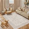 PureCozy Tappeto Salotto 140x200cm Beige Tappeti Vintage | Pelo Corto, Lavanderia, Camera da Letto, Lavabile in Lavatrice Antiscivolo Grande Tapetto, Scendiletto Carpet