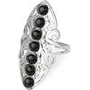 LODMLOER Anello In Pietra Naturale - Anello Esagerato Con Pietre Semipreziose Blu-Turchese Esagerate, Anelli Di Dichiarazione Regolabili Anelli In Quarzo Agata Nera Per Gioielli Da Donna