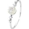 Hmzidz Anello Donna Argento 925,Anello con Fiore Regolabile,Anelli di Diamanti,Fedine con Rosa Bianca,Anelli Donna Regolabili,Fedi Nuziali,Regalo per Mamma Ragazza