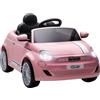 AIYAPLAY Macchina Elettrica per Bambini 12V Fiat 500 con Telecomando, Rosa | Batteria al Litio, Auto Elettrica per Bambini, 2 Motori, Sospensioni, Fari, Musica, USB, Cintura, Clacson, 3-3.2km/h, 3-6Anni