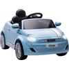 AIYAPLAY Macchina Elettrica per Bambini 12V Fiat 500 con Telecomando, Blu | Batteria al Litio, Auto Elettrica per Bambini, 2 Motori, Sospensioni, Fari, Musica, USB, Cintura, Clacson, 3-3.2km/h, 3-6Anni