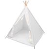 Qieebnud Tenda bianca per bambini con catena luminosa, grande tenda da gioco | misto cotone e lino di alta qualità, robusto telaio in legno, spazioso per 1-3 bambini, lavabile, con catena luminosa calda