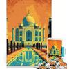 JIANGENNF Puzzle per adulti da 1000 pezzi con il Taj Mahal e l'India dai colori vivaci Gioco divertente rilassante e stimolante per la mente e per rafforzare l'amore di coppia 38x52cm