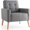 Mondeer Poltrona con braccioli, gambe in legno massiccio, moderna, semplice per camera da letto, soggiorno, balcone, ufficio, dimensioni: 72 x 72 x 81 cm, grigio