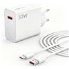 JEYXR 33W Caricabatterie Rapido con Cavo USB C 2 m, Caricatore USB C 33w | Caricabatterie Turbo per Xiaomi Pad 5 Redmi Note 14 13 12 Mi 10T Pro Lite Redmi 15 15C POCO X7