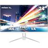 Nilox MONITOR 24 VA 144HZ BIANCO | Formato 16:9, Supporto VESA, Cavo HDMI Incluso, Ideale per Ufficio, Studio e Gaming