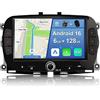 YUNTX [6GB+128GB] Android 16 Autoradio per FIAT 500 2016-2019-[Incorporato Carplay/Android Auto/DSP/GPS]-9 IPS Touch Screen-Camera+MIC Incluso-DAB/Mirror Link/Bluetooth 5.0