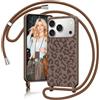 Coiwxmoi Custodia per iPhone 18 Pro Max/iPhone 17 Pro Max con Nastro | Motivo con Catena,Custodia Protettiva da Appendere con Cordino,TPU per iPhone 18 Pro Max/17 Pro Max 6.9Leopardato,Cachi