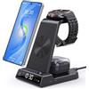 NeotrixQI 3 in 1 Stazione di Ricarica per Samsung, Caricatore Wireless per Samsung | Caricatore Wireless Con Orologio Digitale per Samsung Galaxy S26 Ultra, per Galaxy Watch Ultra2/Ultra/9/8/7/6, Galaxy Buds
