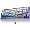 XINMENG Tastiera meccanica da gioco RGB wireless, 2,4 GHz/Bluetooth 5.0/USB di tipo C, interruttori lineari sostituibili a caldo, montaggio a giunto premium, PC/Mac/laptop