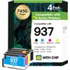 VICTONER Cartucce Ducker 937XL 937 Multipack XL 9120e 9730e compatibili con HP 937 937e per HP937 con chip per HP OfficeJet Pro 9135e 9125e 9130b 9132e 9122e 9110b 9130e (nero, ciano, magenta, giallo)