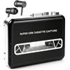 BORDEAG Lettore di cassette, registratore di cassette portatile, registratore di cassette, registratore di cassette, ricaricabile tramite USB, per ascoltare musica, feste, picnic