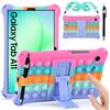 KATUMO Custodia in silicone per bambini per Samsung Galaxy Tab A11/A9 8,7 | SM-X110/SM-X115/SM-X117, custodia integrale con supporto pieghevole, tracolla e pennino capacitivo (rosa colorato)