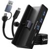 ABFCRTTW Hub USB 3.0 a 7 porte con morsetto da tavolo, 4 USB-A e 3 USB-C | Hub USB da scrivania per PC con cavo da 1,2 m, prolunga USB in alluminio, hub USB lungo per Windows, unità flash, SSD mobile