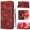 LSPCASA Custodia Per Motorola Edge 50 Fusion 5G 6.7 Pollici Materiale In Pelle PU Cover Edge 50 Fusion Con Slot Per Schede Reticolo Della Farfalla Del Gatto Cover Edge 50 Fusion Rosso