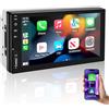 Liwogi Autoradio wireless CarPlay e Android Auto 2 DIN da 7 pollici, GPS BT FM AM RDS, tasti a 7 colori, controllo del volante, retromarcia/DVR pronto regalo per Natale