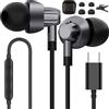 APETOO Cuffie USB-C per iPhone 15 Pro, HiFi Stereo USB C, auricolari in-ear con cavo, auricolari in-ear di tipo C con microfono e isolamento acustico, per Samsung S23 S22 S21 A53 Z Flip Fold Pixel 6a