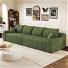 Kuczn Divano modulare a 4 posti in morbido velluto a coste, divano senza struttura con funzione letto, design profondo, fondo antiscivolo, senza montaggio, per soggiorno e camera da letto, verde