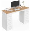 IDMarket - Scrivania con 8 cassetti in tessuto, 120 x 45 cm, UPPAH, bianco e legno