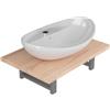 KFGWERSTY Set da 60 x 40 x 16,3 cm in legno + telaio in metallo marrone | legno e ceramica, mensola da parete 60 x 40 x 16,3 cm, lavabo da appoggio con troppopieno, per bagno e WC degli ospiti